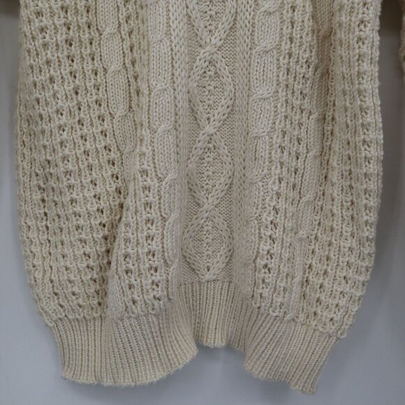 Mairtin Standun Cable Knit Sweater Unisex L Cream Fisherman Scandinavian Rustic - Picture 9 of 16